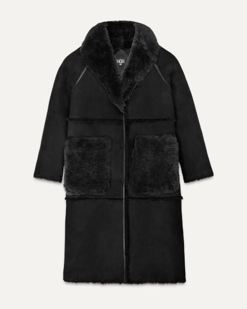 Black furry sheepskin uggs clearance